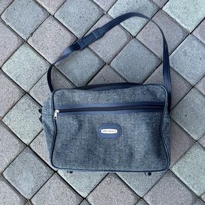 Vintage, Navy Blue Over Night Luggage with Strap